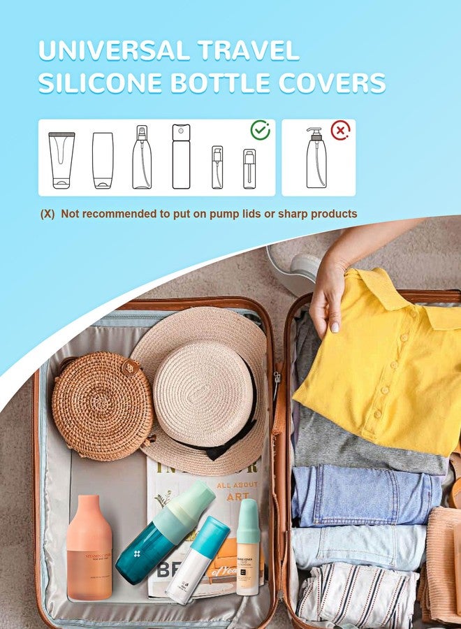 MERDTTES 12 Pack Silicone Bottle Covers, Travel Essentials for Women Men, Elastic Sleeves for Leak Proofing, Beach Vacation Essentials, Cruise Essentials 2025, Colorful Airplane Travels Accessories - Image 4